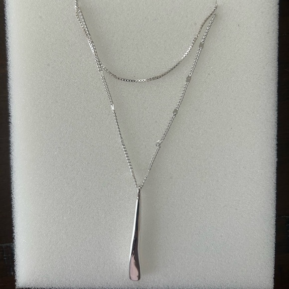 Fabfitfun Jewelry - Sleek Silver Drop Necklace